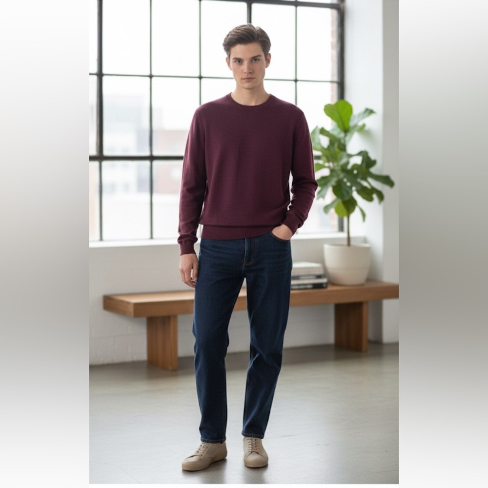 H&M Men’s Sweater Crew Neck Purple Heather Knit Long Sleeve Pullover M
